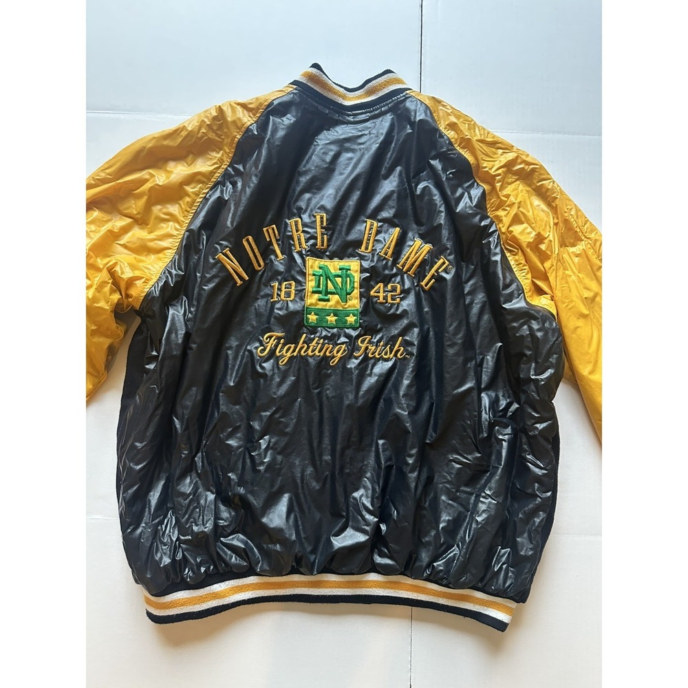 Steve & Barrys Notre Dame Fighting Irish Varsity Jacket XXXL Black Gold Wool PVC